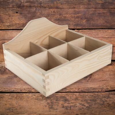 Offene Holzbox mit 6 Fächern / Mehrzweckaufbewahrung / Teekiste / schlichte Kiefer