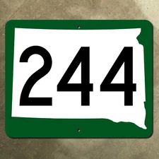 South Dakota route 244 Rushmore highway marker road guide sign green map 20x16