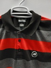 Mecca Shirt Mens Polo Small Red Black Striped Streetwear Skater Hip Hop Y2K