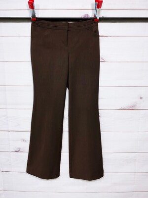 Express Womens Editor Dress Pants Size 6R Brown Flare Leg Low Rise Pockets