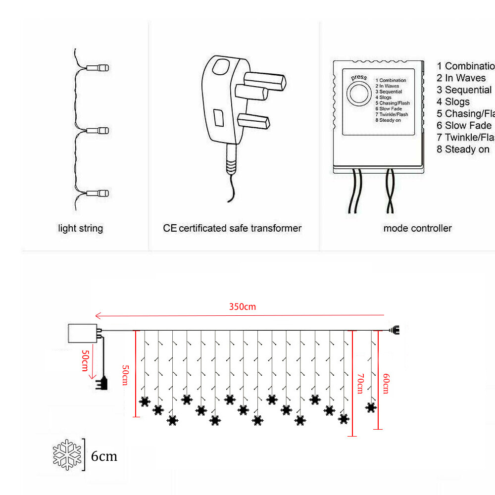 LED Star Fairy String Lights Curtain Window Christmas Party Wedding