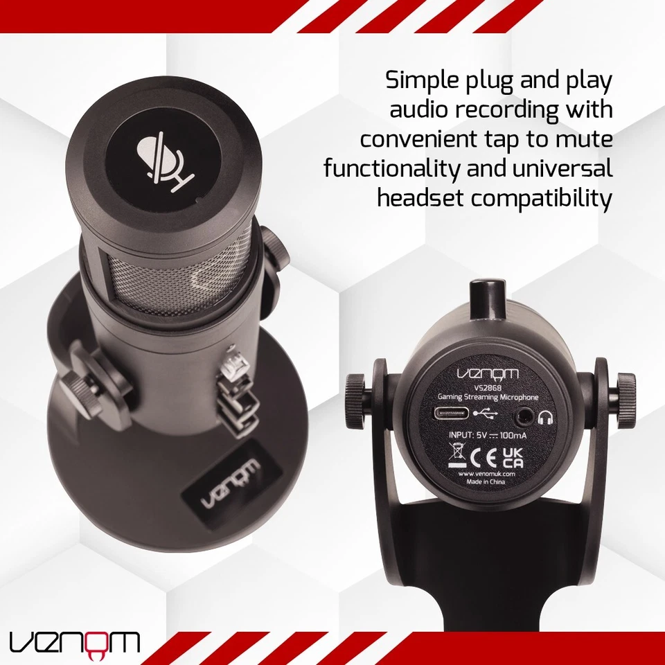 Venom Cardioid Streaming Microphone with LED Mesh Grill - PC, PS5, PS4 - Image 3 of 4