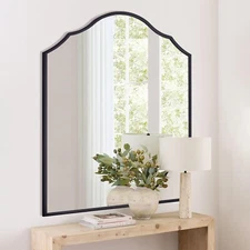 Arched Mirror Wall Decor, Black Wall Mirror, Antique Mirror with Metal Frame,...