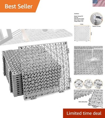 12 Pcs Drainage Mat Modular Interlocking Cushion 11.8'' x 11.8'' Garage Floor T...