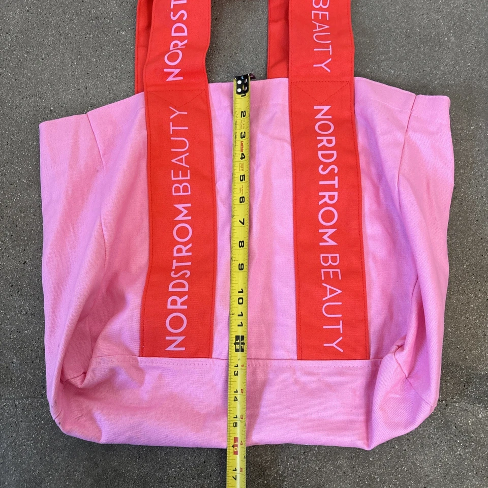 Bolso de Mano Nordstrom Beauty Lona Rosa y Rojo Foto 3 de 4