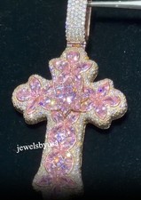 Men's Classic Wear Cross Lab Created Diamond Pendant 1.5 Inches In 925 Silver