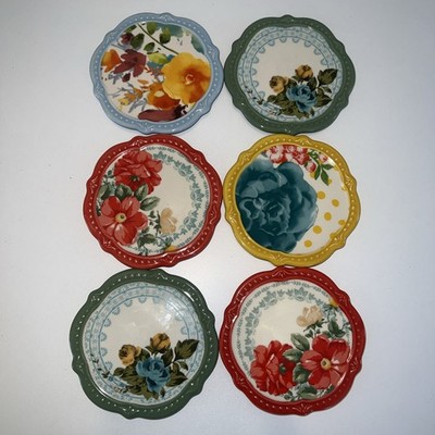 The Pioneer Woman 6 pc. Set Stoneware Coaster Set Willow Rose Jubilee Floral NEW