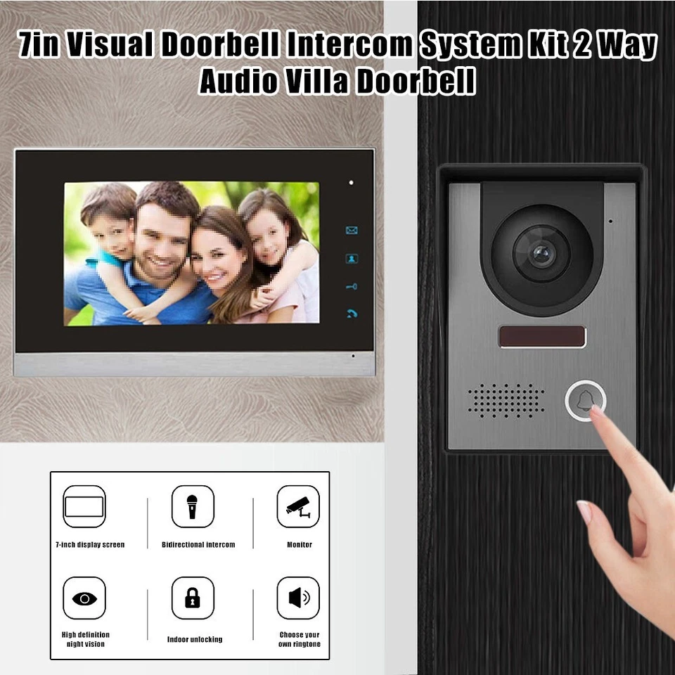 1/2/3PCS Monitor Apartment Video Door Phone Audio Visual Intercom Entry System - Image 3 of 4