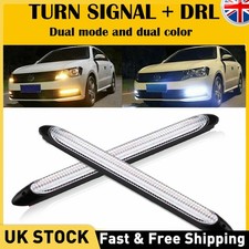 2PCS DRL LED Headlight Strip Light Daytime Running Sequential Turn Signal Lamp
