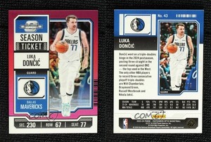 2023-24 Panini Contenders Optic Season Ticket Pink Prizm /75 Luka Doncic #43