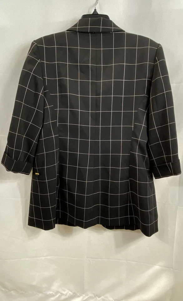 Chaqueta Blazer Calvin Klein Negra Ventana Frente Abierto Manga Acanalada Para Mujer 16 Foto 2 de 4