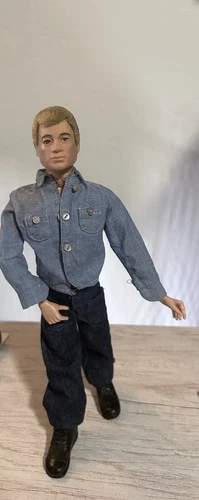 Vtg 1960s GI JOE - Made in USA - Pat. 3277602 - Tagged Denim Set & Solid Boots