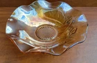 VINTAGE 1950'S MARIGOLD IRIDESCENT CARNIVAL GLASS BOWL - WAVY EDGE PATTERN