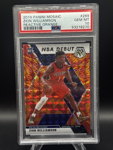 2019 Panini Mosaic NBA Debut Zion Williamson #269 Reactive Orange Prizm PSA 10