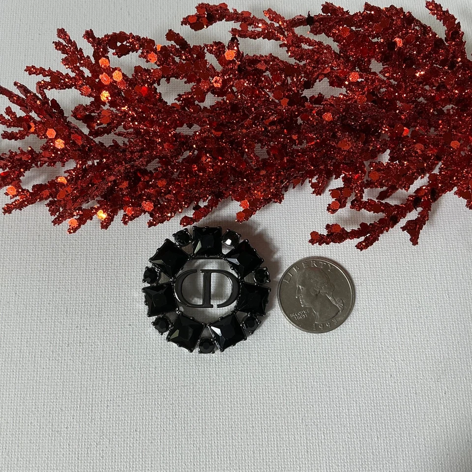 Dior Black Crystal Brooch with Box - Image 3 of 3