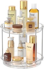 360 Rotating Makeup Organizer   2 Tier Lazy Susan Turntable Organizer, Clear