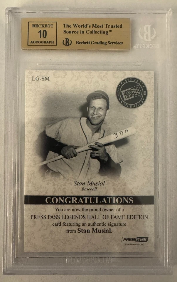 2012 Press Pass Legends Hall of Fame Stan Musial Green AUTO 8/10 BGS 9.5/10 - Image 2 of 2