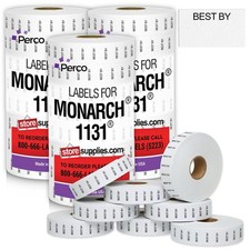 Perco Best by Labels for Monarch 1131 Price - 24 Rolls 23 Complete 60,000 Labels