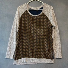 Kut from the Kloth Raglan Shirt Womens Large Patchwork Geometric Boho Artsy