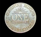 1982 Sunshine Mining / Silver 1.oz .999 Fine Round Serial Number - 208453