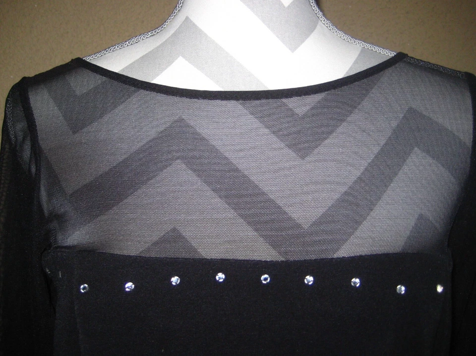 JS Collections black mesh/satin rhinestone bodice drop waist evening gown 10 - Image 3 of 4