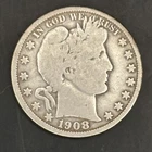 1908 - O BARBER (LIBERTY) HALF DOLLAR