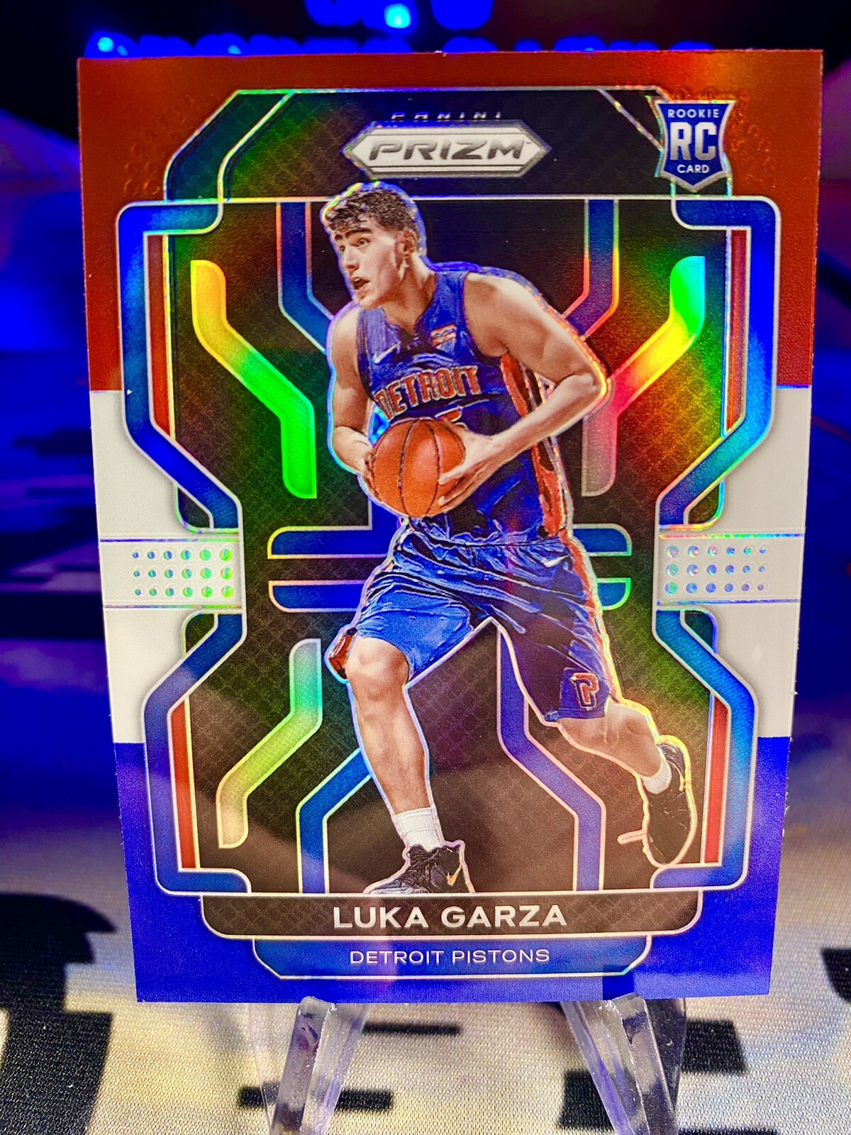 2021-22 Luka Garza Panini Prizm Red White Blue Prizm Rookie Card #303