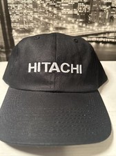 Vintage Hitachi Brass Strapback Hat Rare USA made 1980s Black NEW