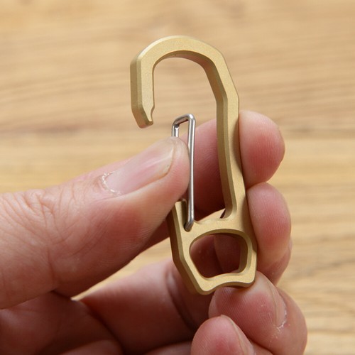 Mini Style Solid Brass Carabiner Key Chain Buckle Clip Handbag Clasp Spring Hook - Picture 3 of 6