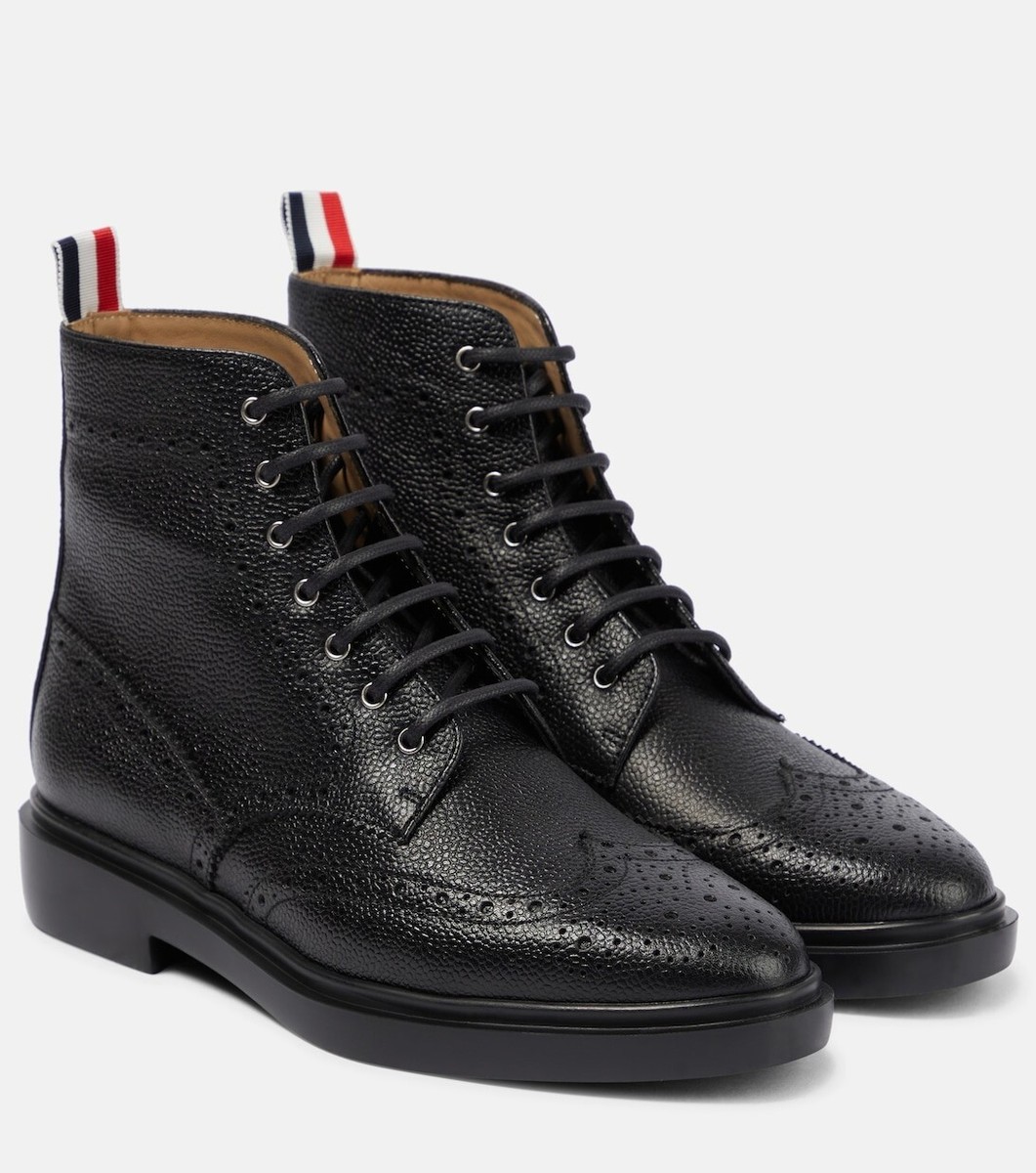 Thom Browne Wingtip Brogue Boots US 11 EU 44 Mens Black $1450 Pebble Grain Leather Sole Wingtip Brogue Boot | Thom Browne main image 3