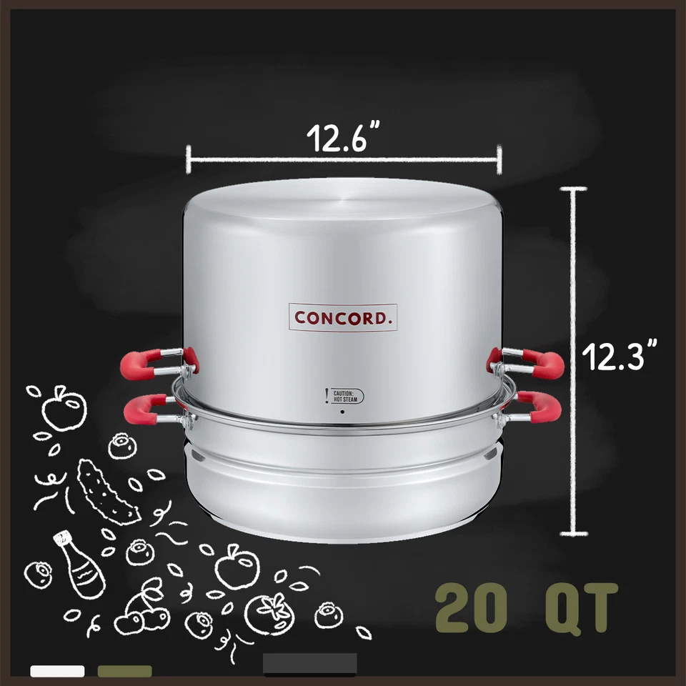 CONCORD Stainless Steel Turbo Steam Canner Canning Steamer Pot Set - Image 2 of 4