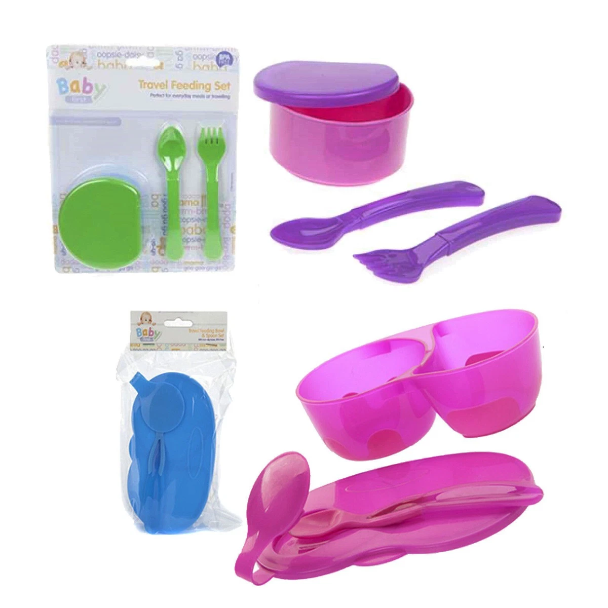 Baby Travel Feeding Bowl Spoon Set BPA Free Outdoor Weaning Food Non slip base