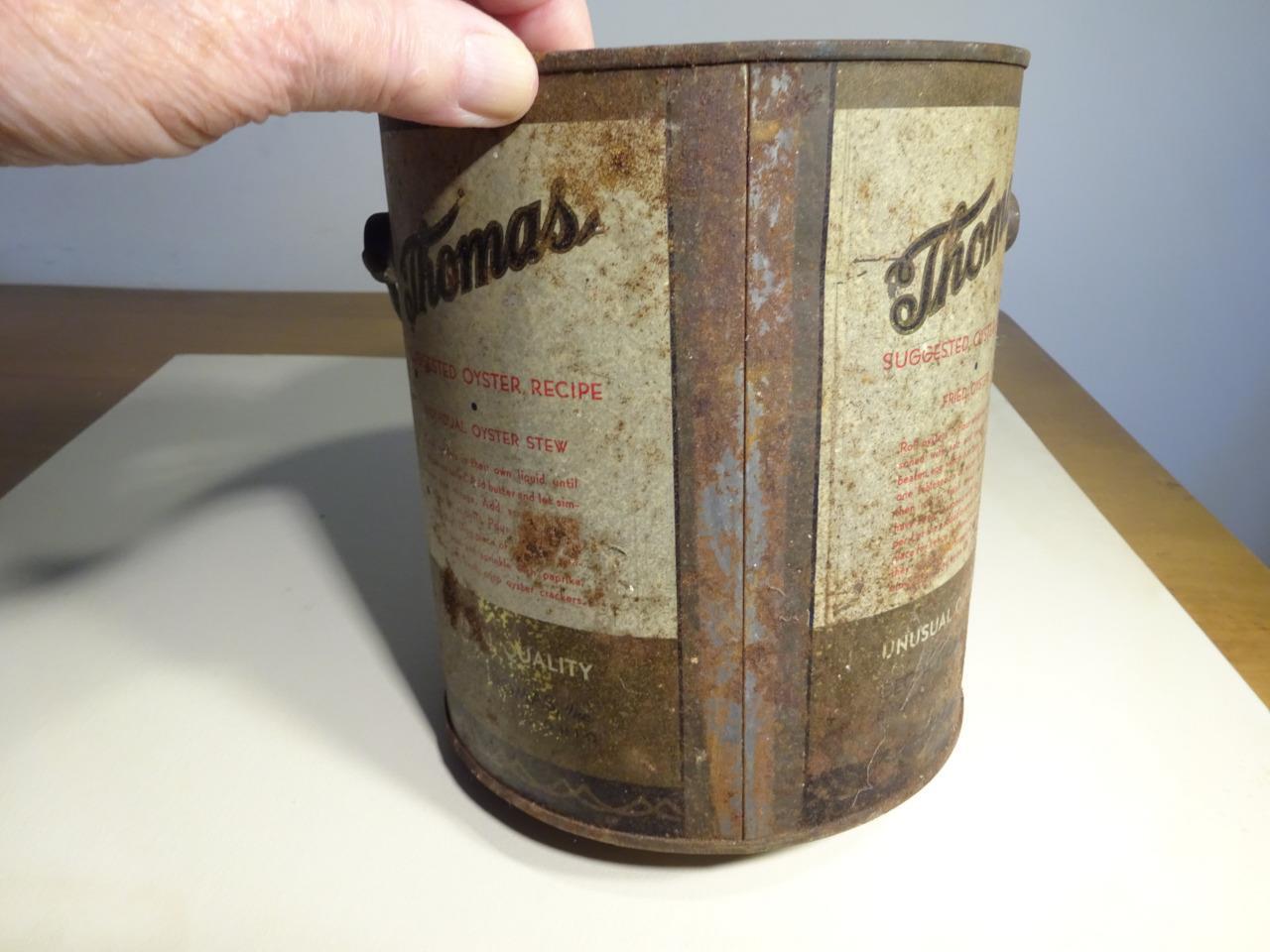 RARE Vintage Cincinnati Oyster Tin Can "GEO H THOMAS 1 Gallon" AS SHOWN