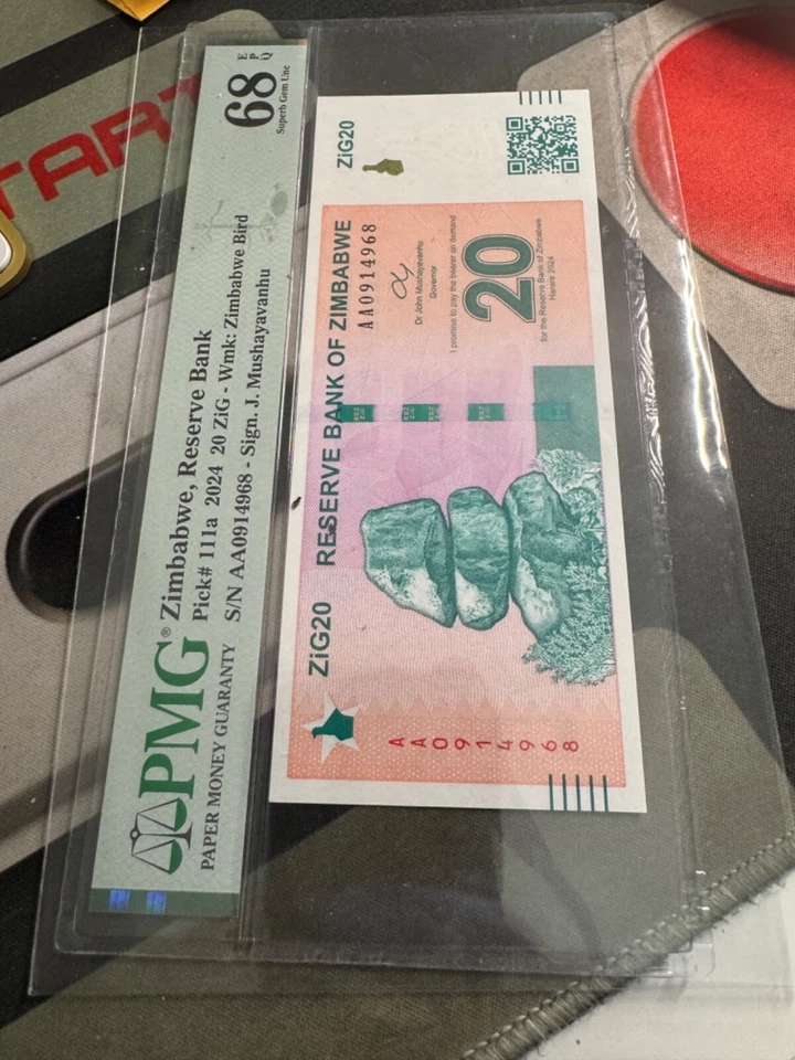 Zimbabwe Currency, 20 Zig GOLD Backed Banknote, SUPERB GEM UNC, QR Code, EPQ 68 - Image 3 of 4
