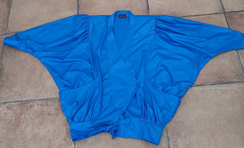 Vintage Snob Women's Blouson Jacket.Wet Look.1980's.Bright Cobalt Blue. Nylon.12 - Picture 7 of 9