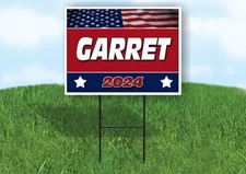 GARRET FLAG RED 2024 18inx24in Yard Road Sign w/ Stand