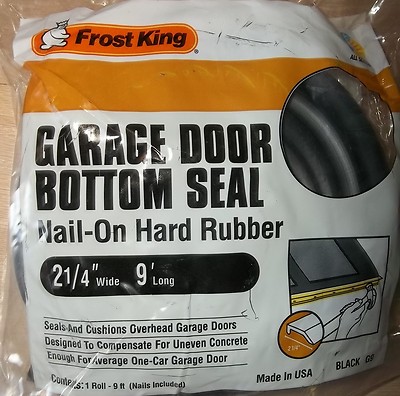 GARAGE DOOR BOTTOM SEAL, THERMWELL G9, 2 1/4'' WIDE, 9' LONG, SINGLE CAR GARAGE