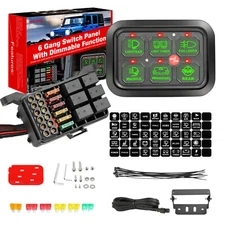 6Gang Switch Panel Circuit Control Box LED Light Bar Marine Boat UTV SUV CAR 12V