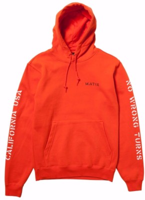 Matix NO WRONG TURNS Mens Pullover Hoodie Sweatshirt Small Orange NEW