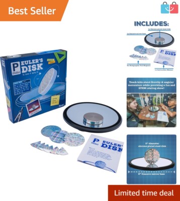 STEM Gift: Chrome Plated Euler's Disk with Mirror Base - Physics Fun for Ages 8+