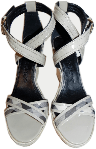 Burberry Wedge Sandals Check Espadrilles Grey Housecheck Slides 39 Shoes - Picture 4 of 7