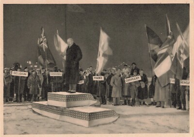 Award Ceremony 1932 Sammelwerk Winter Olympic Trading Card Lake Placid NY  *Am7b