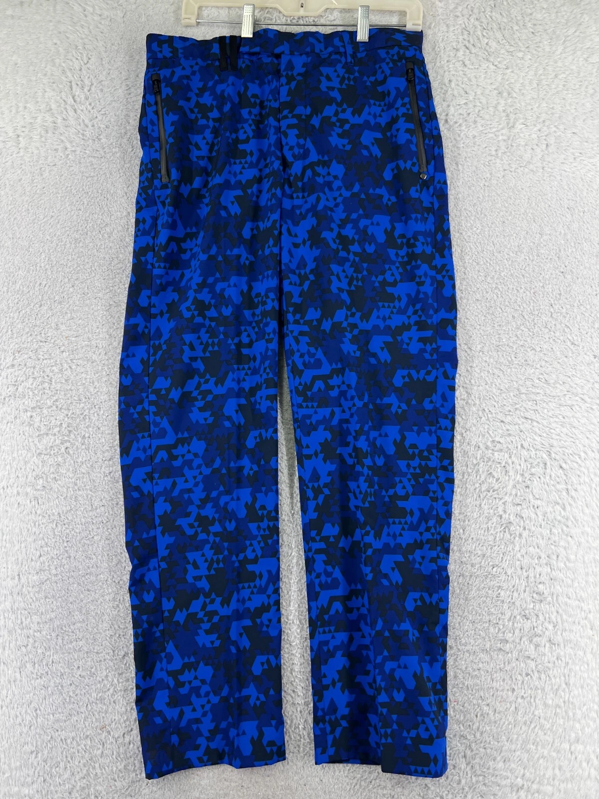 Ralph Lauren RLX Pants Mens 32 Blue Crazy Triangle Pattern Golf Golfer Daly Poly