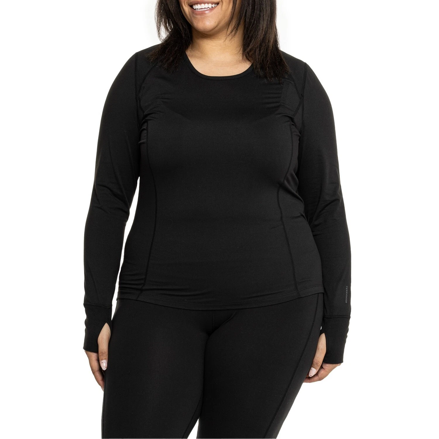 NWT Terramar Cloud Nine UPF 50 Base Layer 2.0 Midweight Womens 1X Black