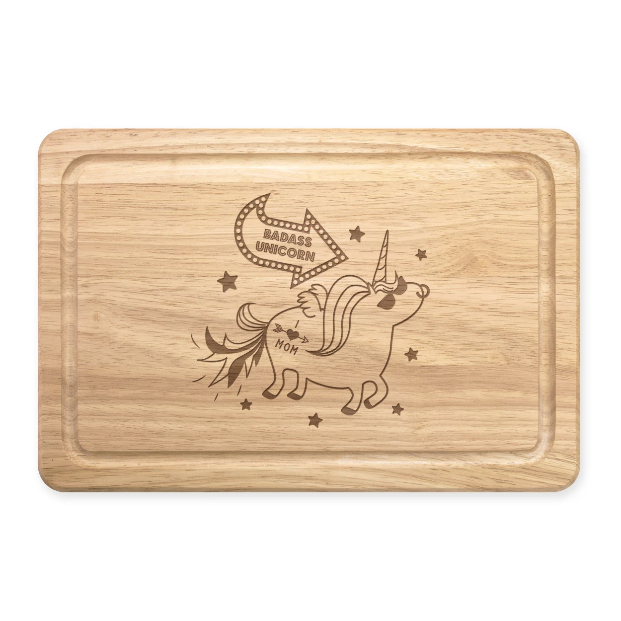 Badass Unicorn Rectangular Wooden Chopping Board - Funny Joke