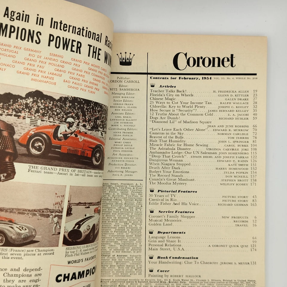 Coronet Magazine Vintage 1954 Ads RCA Victor TV - Motorola - Kraft Cheez Whiz Foto 2 de 4