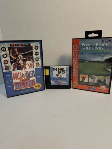 Pebble Beach Gold Links, Bulls vs Lakers and NHL 95 - Sega Genesis Lot of 3 - Afbeelding 1 van 6