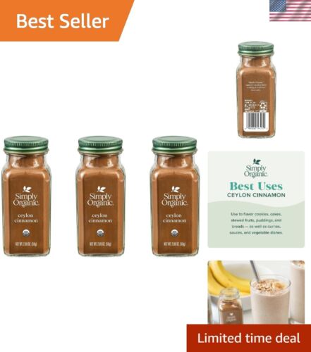 3-Pack Organic Ceylon Cinnamon Powder - Pure & Potent Flavor