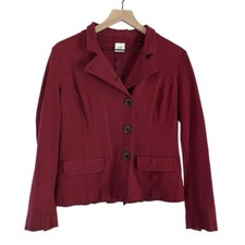 Cabi Women  s Notch Lapel Button Front Blazer Jacket in Red Size 4