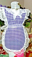 Checkered Purple Apron Cover-up for Pancake Syrup Catsup Dish Soap Bottle Gift